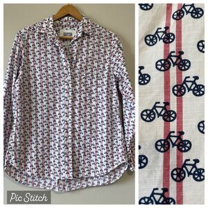 Grayson by Frank & Eileen The Hero Button Down Shirt Size M Bicycle Print Cotton